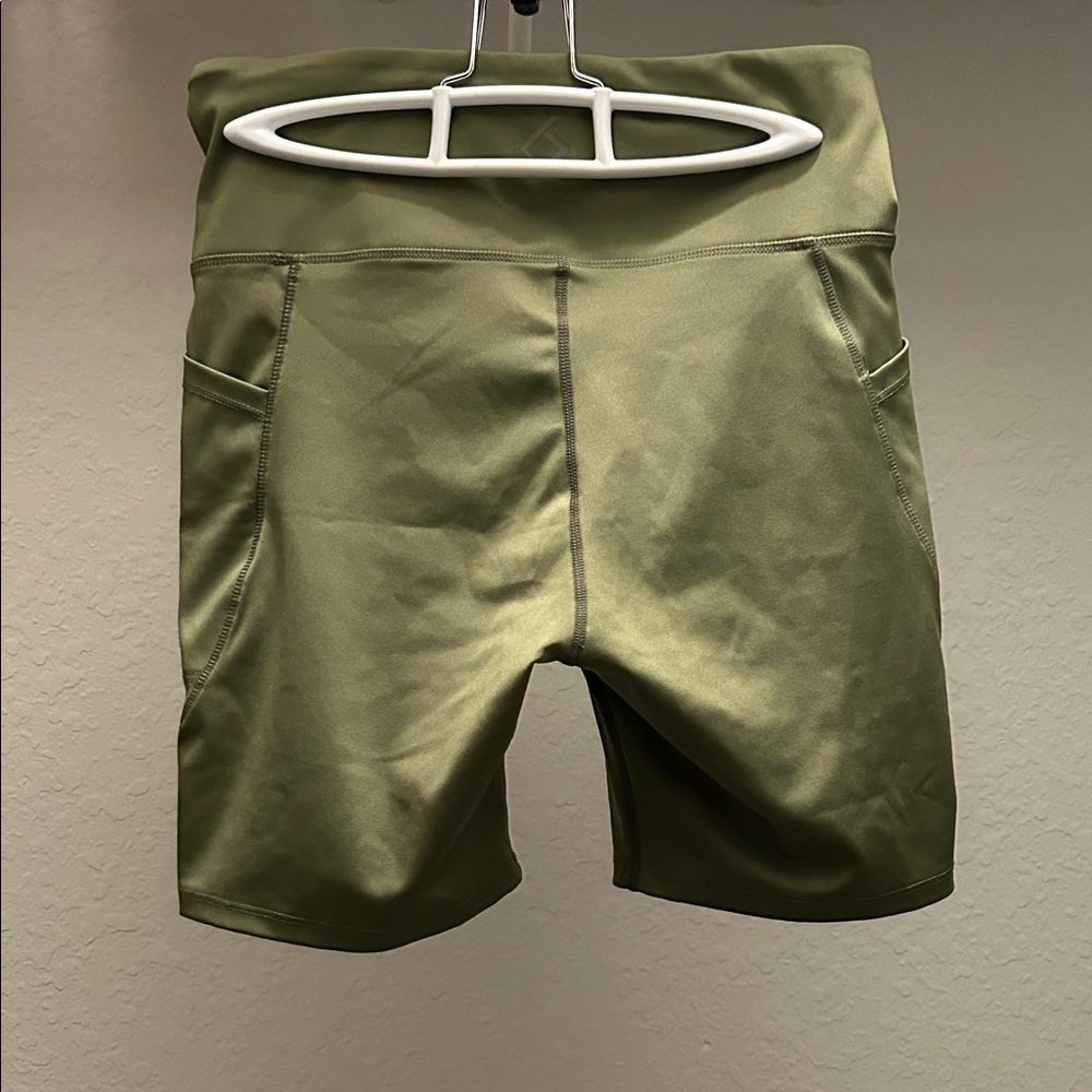 Olive Green Women's Bike Shorts - Picture 3 of 3